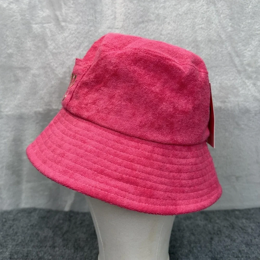 NWT‎ Juicy Couture Hat Bucket Womens Pink Terry Embroidered Logo Lined Beach Y2K